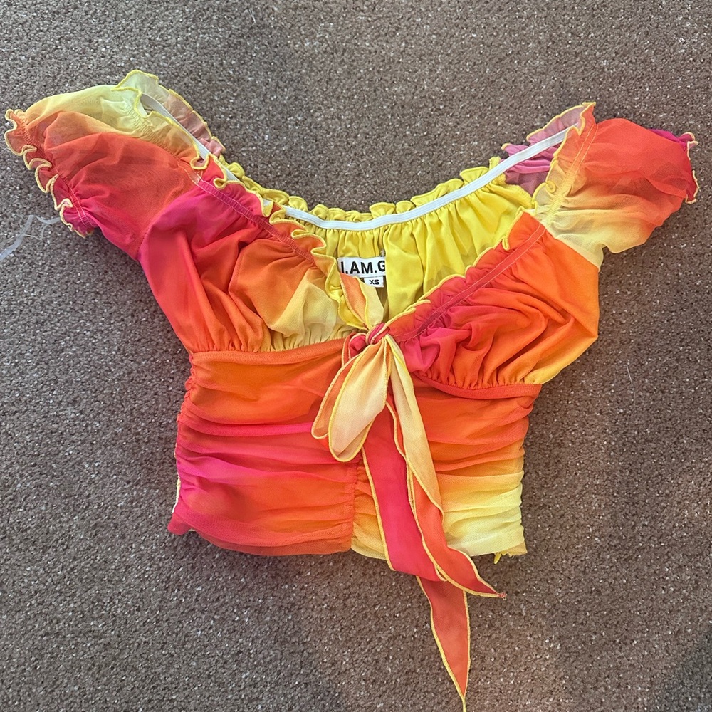 Vibrant Multicolor Off-Shoulder Top